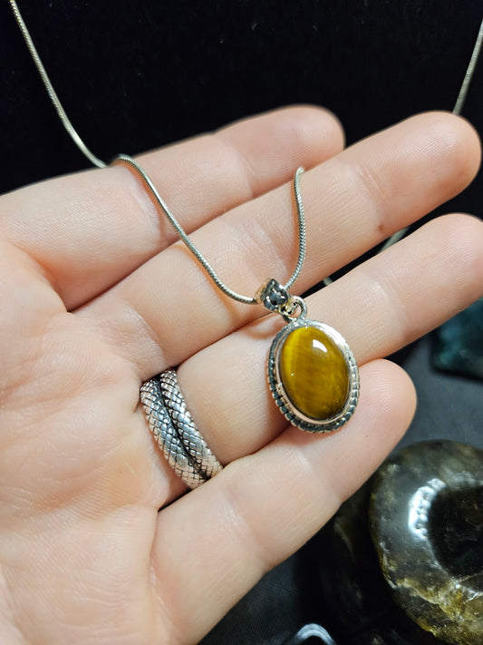 Tigers eye Silver Necklace