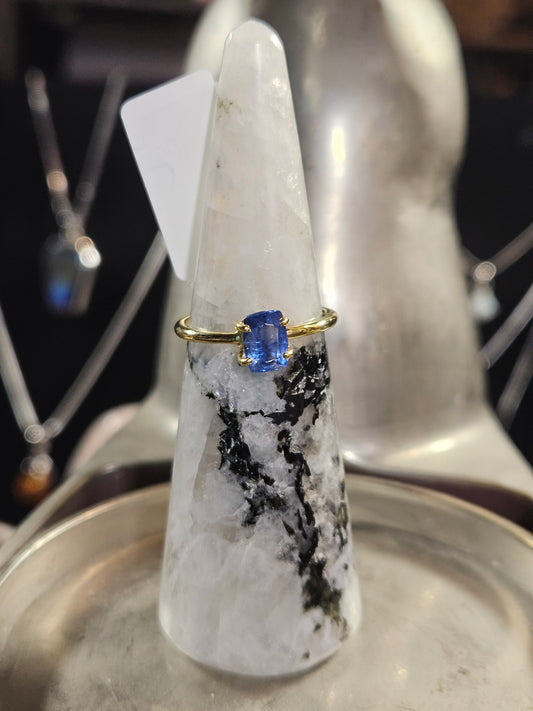 Blue Kyanite Gold Plated Silver Ring 7