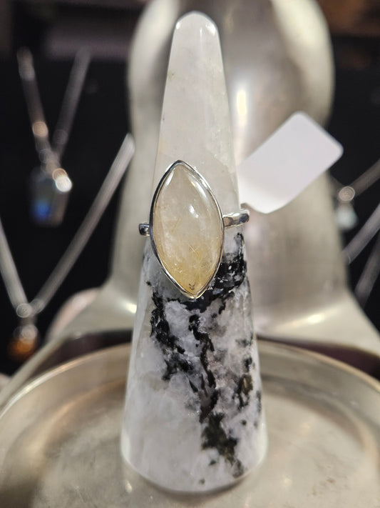 Gold Rutile Silver Ring 7