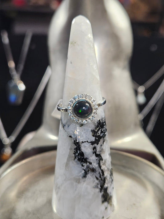 Black Ethiopian Opal Silver Ring 6