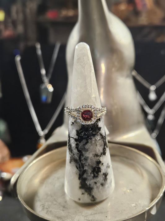 Garnet Silver Ring 6