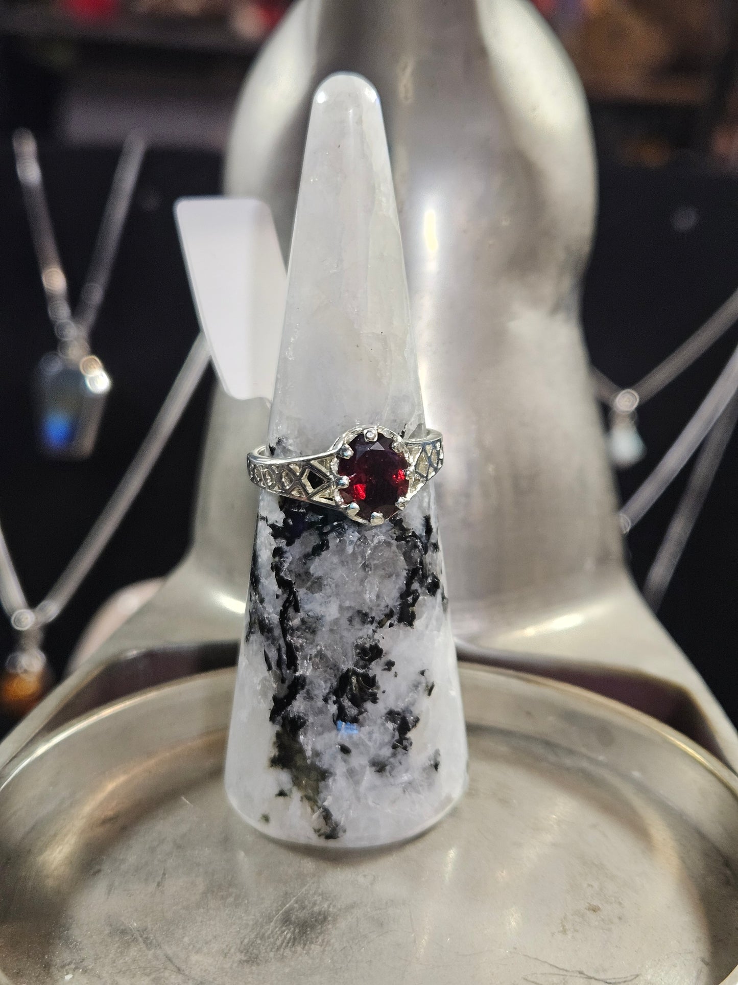 Garnet Silver Ring 8