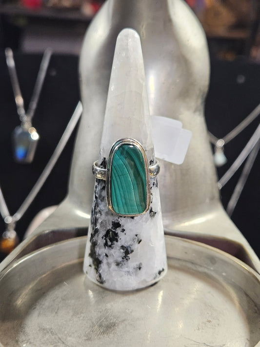 Malachite Silver Ring 9