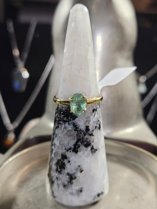 Gold Plated Silver Green Kyanite Ring 7