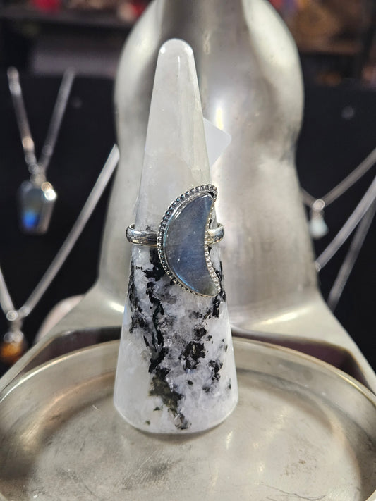 Labradorite Moon Silver Ring 8