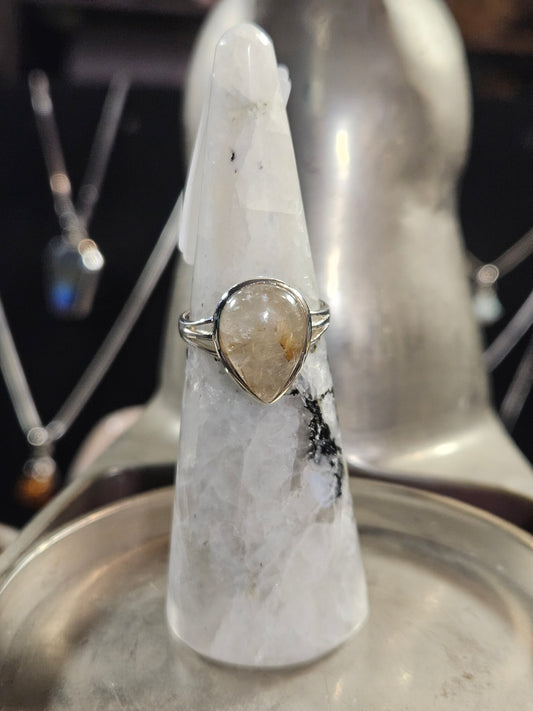 Gold Rutile Silver Ring 7