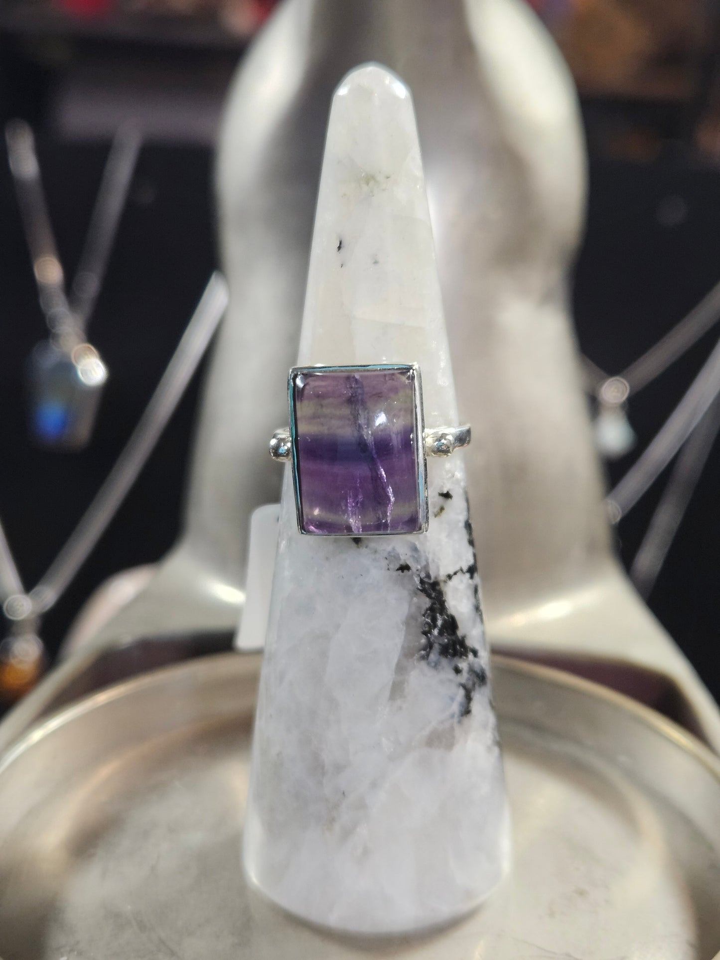 Rainbow Fluorite Silver Ring 6