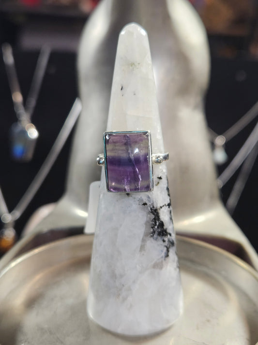 Rainbow Fluorite Silver Ring 6