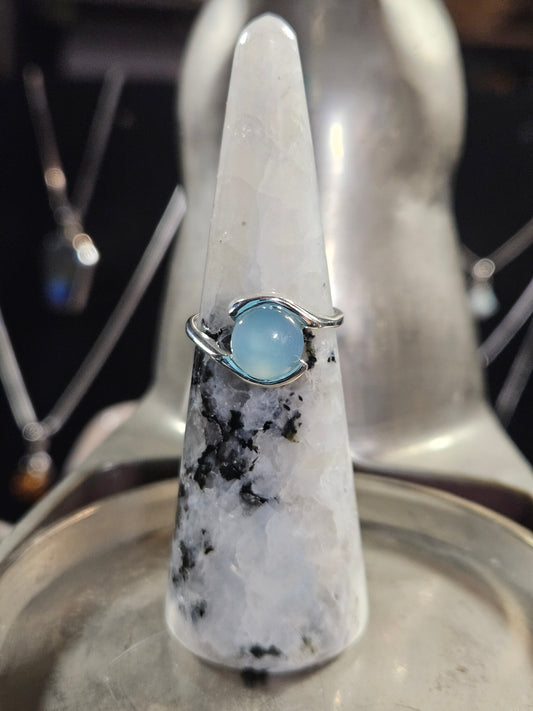 Blue Chalcedony Silver Ring 7