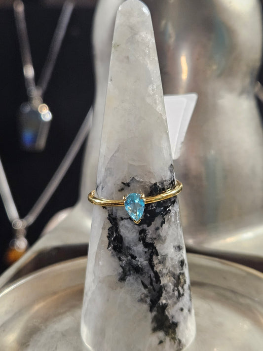 Blue topaz gold plated silver ring 9