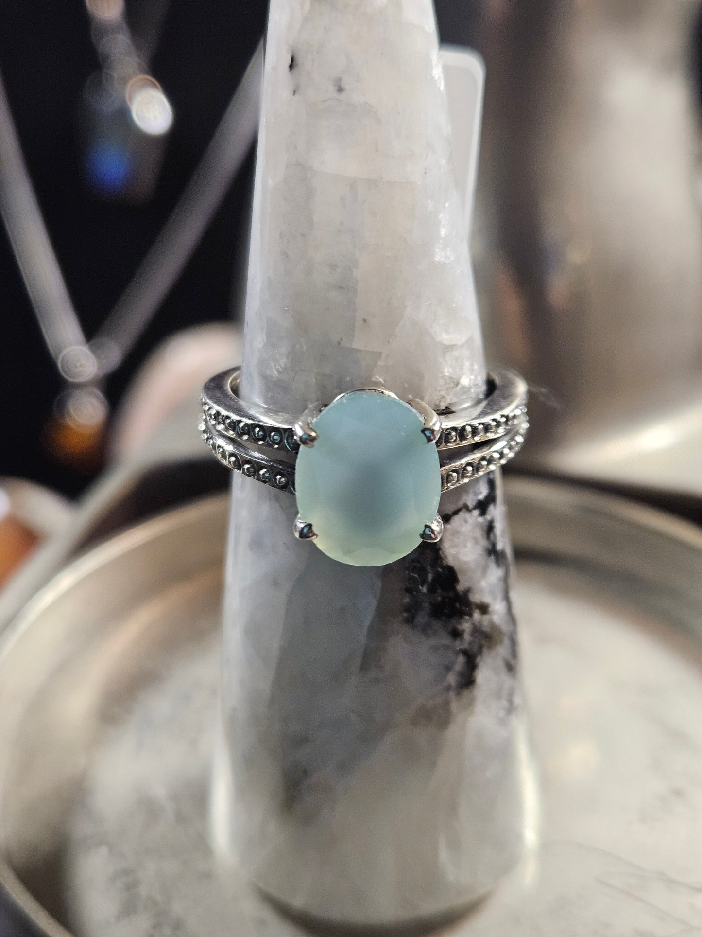 Mint Chalcedony Siver Ring 9